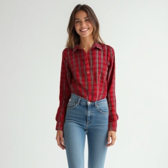 ❤️ Talbots metallic trimmed flannel country shirt  6p - Picture 1 of 13